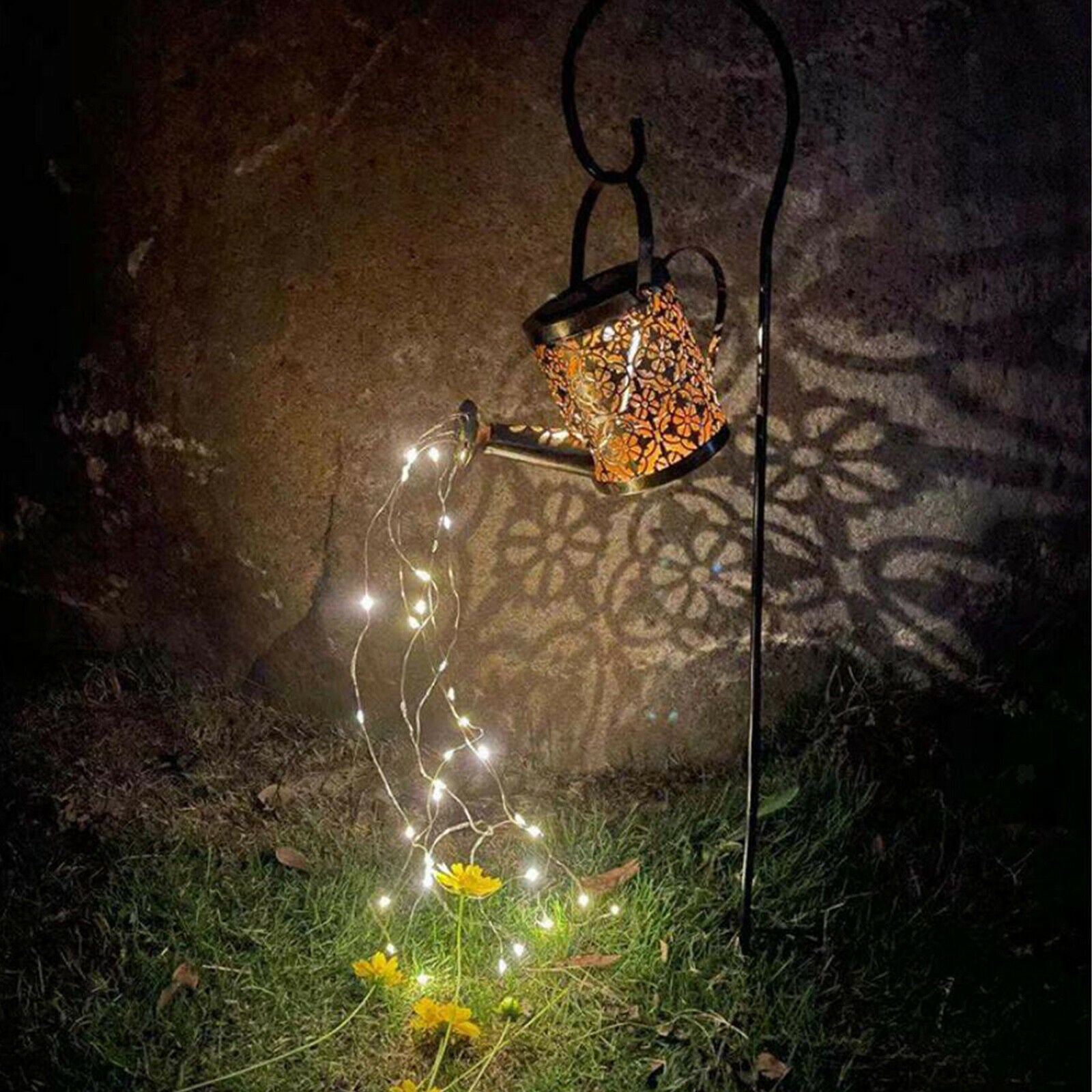 Landscape Watering Can Stake Solar Power Garden Light Decor Outdoor