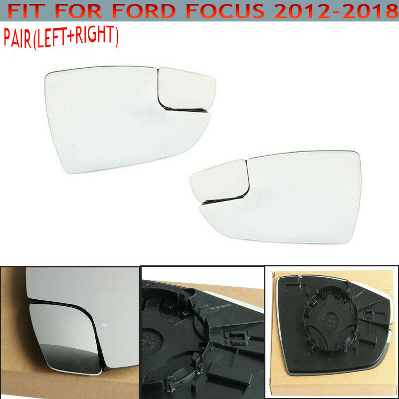 Pair Front Side Rearview Mirror Glass w/Backplate Fits For Ford Focus 2012-2018
