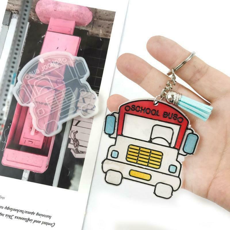 Cartoon School Bus Keychain Mold Epoxy Crystal Silicone Mold Customized Mold