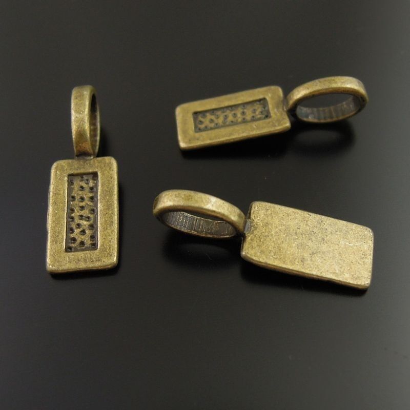 40 pcs Antiqued Bronze Rectangle Glue On Bails Earring Pendant Jewellery Making