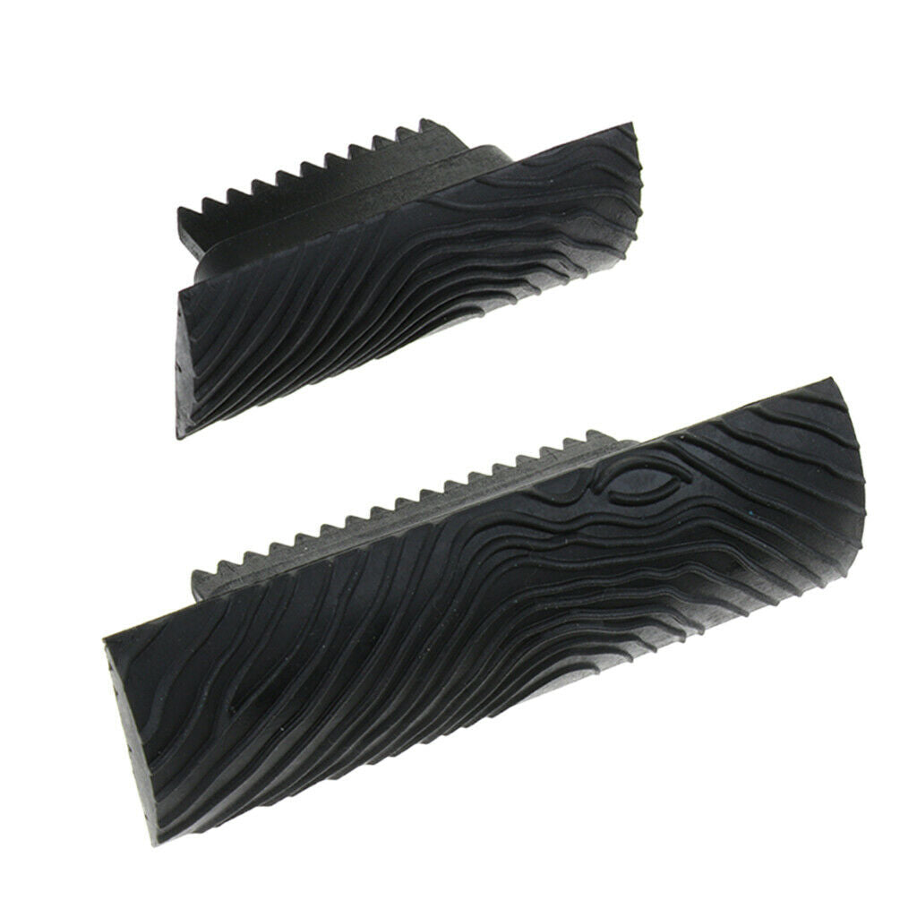 2x S-shape Big Tooth Rubber Wood Grain Pattern Wall Painting Tool Decor DIY