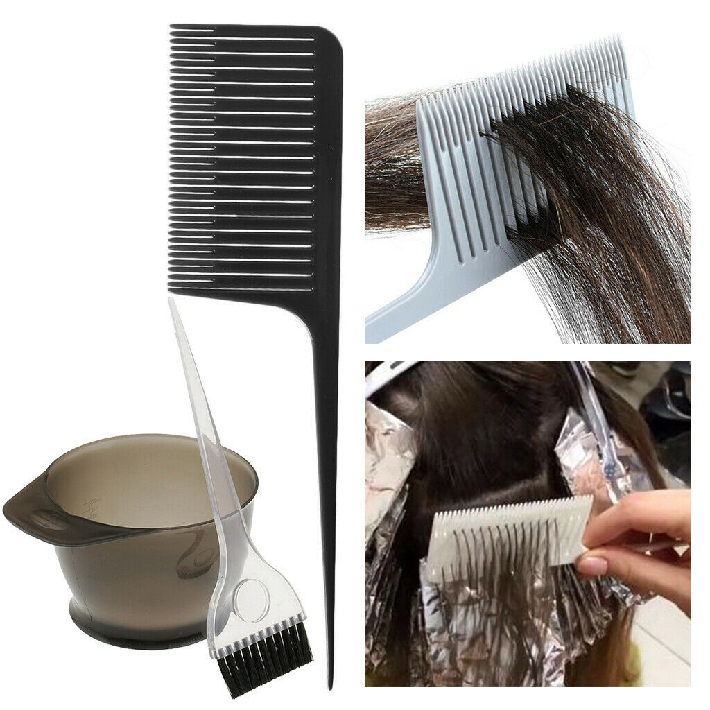 3 Pieces Salon Hair Coloring Bowl Brush Weave Comb Highlighting Barber Kit