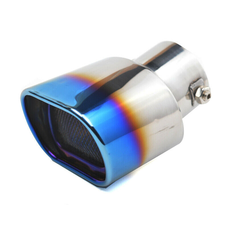 Car SUV 63MM Grilled Blue Stainless Steel Square Muffler Exhaust Tail Pipe Tip
