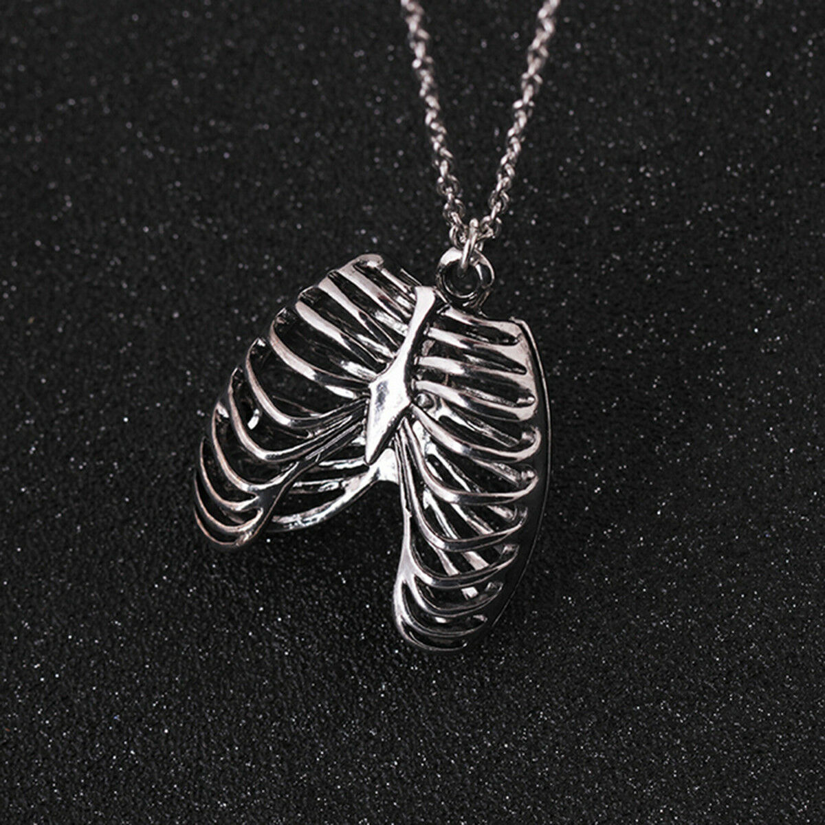 Anatomical Inspired Heart Necklace Human Rib Cage Body Chest Love Pendant Gift