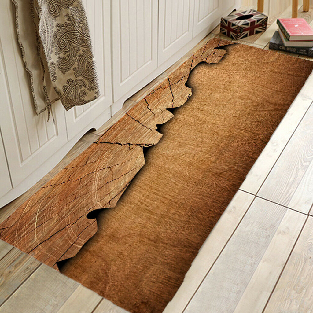 Durable Soft Warm Anti-slip Floor Pad Rug Wood Grain for Game House 60x180cm