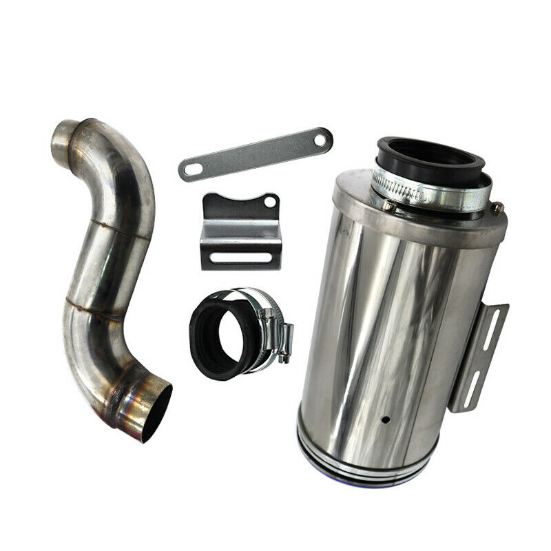 48mm Dia. Motorcycle Bike Cleaner Pod Inlet Stainless Steel Elbow Air Filter Kit