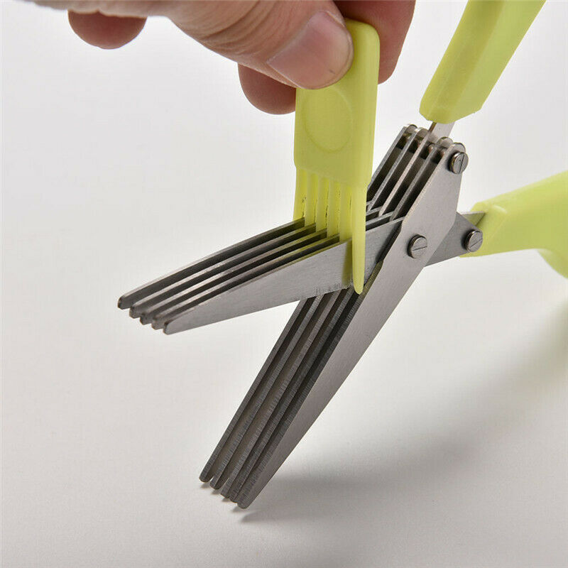 Stainless Steel 5 Layers Scissors Sushi Shredded Scallion Cut Herb Tool