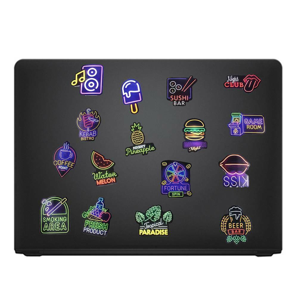 50Pcs Neon Light Sign Stickers Skateboard Laptop Car Phone Decals Stickerbomb US