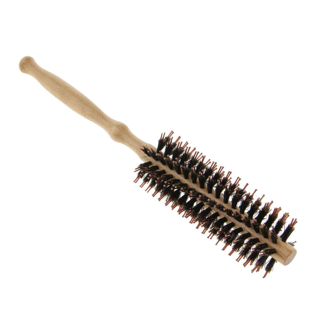 Wood Handle Round Hairdressing Schima Superba Bristle Comb Hairbrush