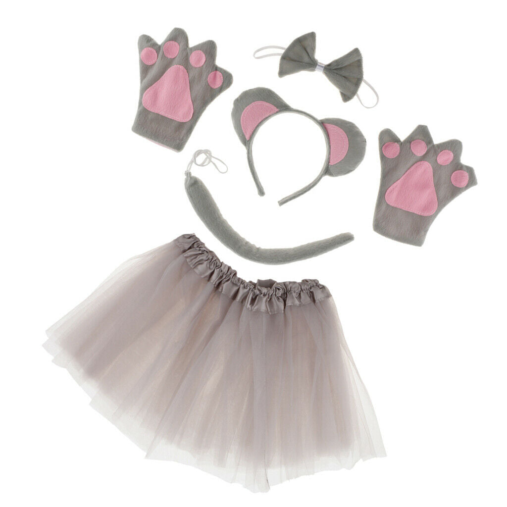 Animal Minnie Mouse Roleplay Paw Gloves Skirt Zoo Party Fancy Dress Costume