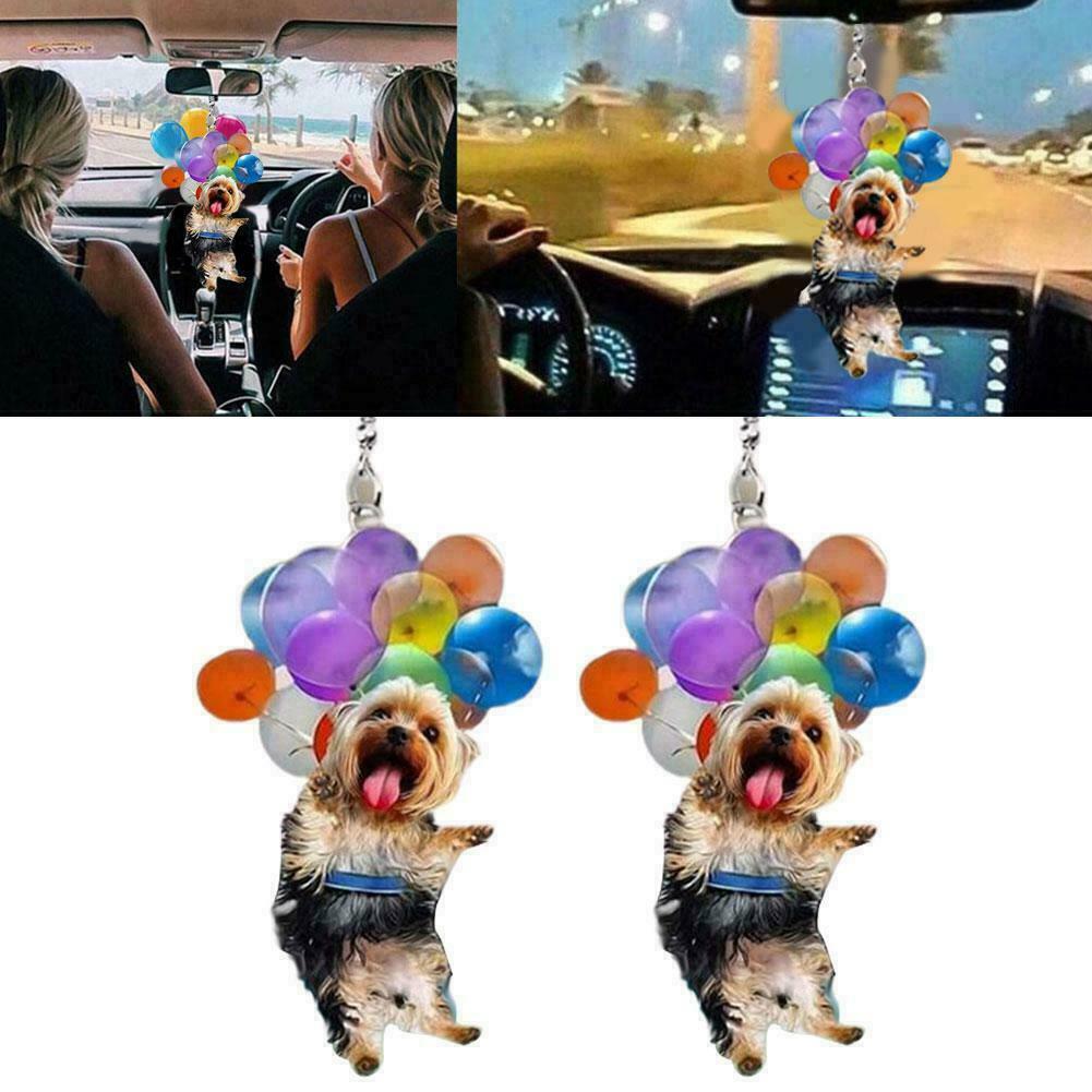 Cartoon Cute Dog Car Hanging Ornament with Colorful Balloon Decor GOOD Home S1Q6