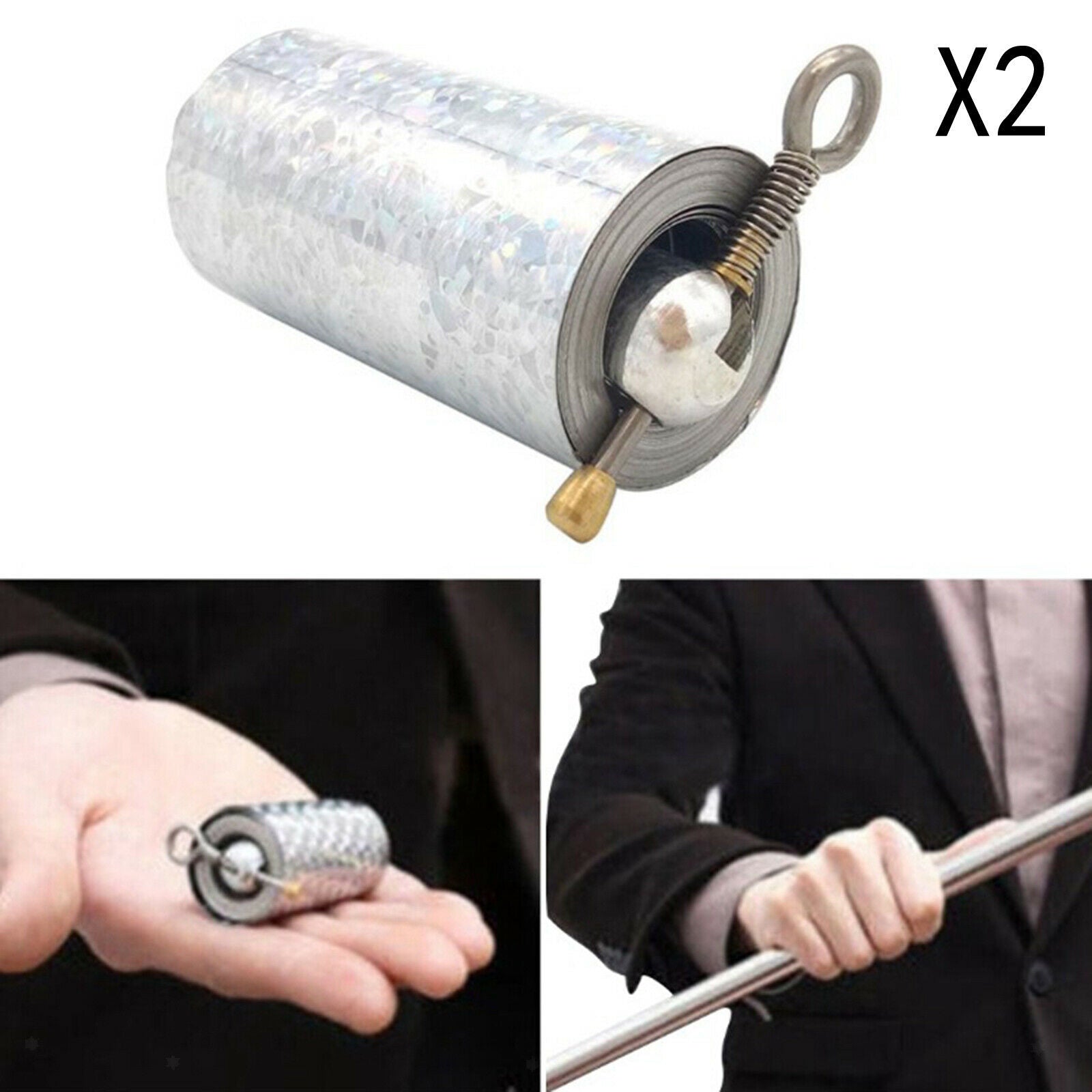 2Pcs Magic Pocket Staff Appearing Cane Stage Sticks Magic Tricks 3.61ft