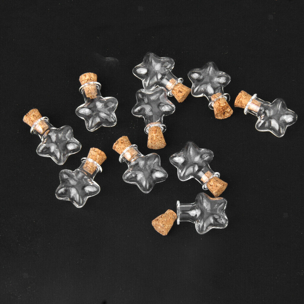 60 Star Shape Small Empty Clear Cork Glass Wishing Message Bottles Vial bulk