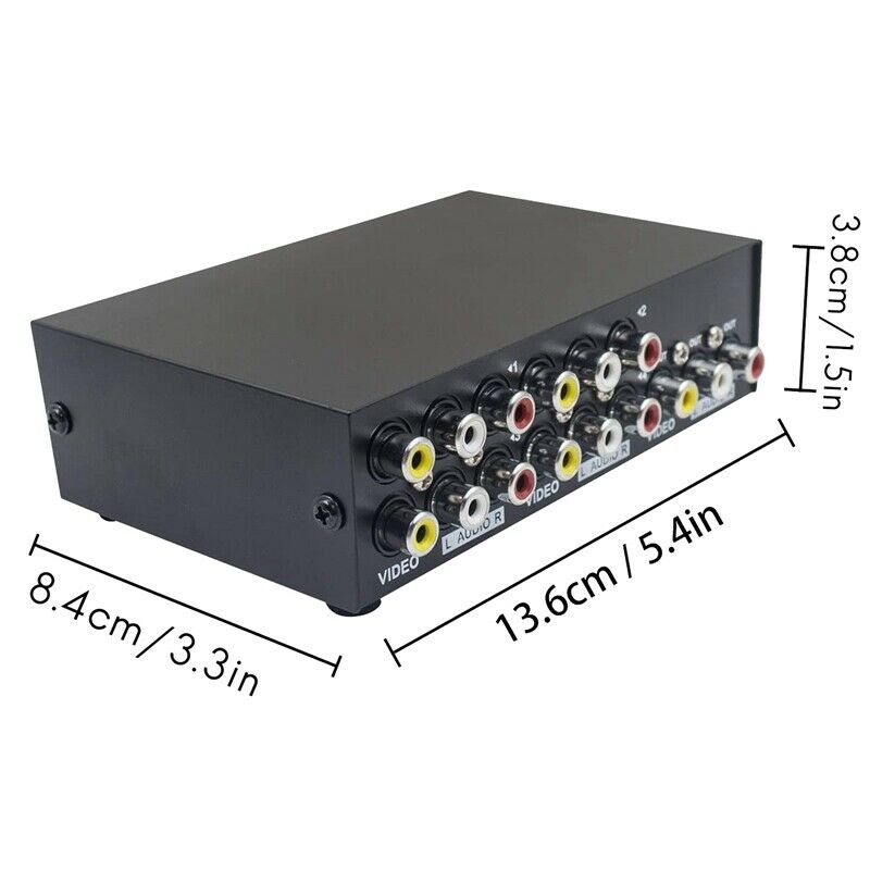 4 Port AV Switch RCA Switcher 4 in 1 Out Composite Video L/R Audio Selector BoF1