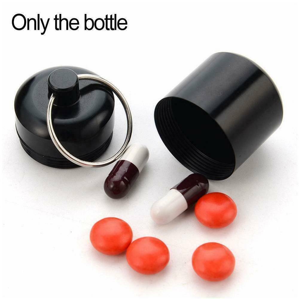 Mini Waterproof Keychain Metal Medicine Pill Box Bottle Holder Container Case ~