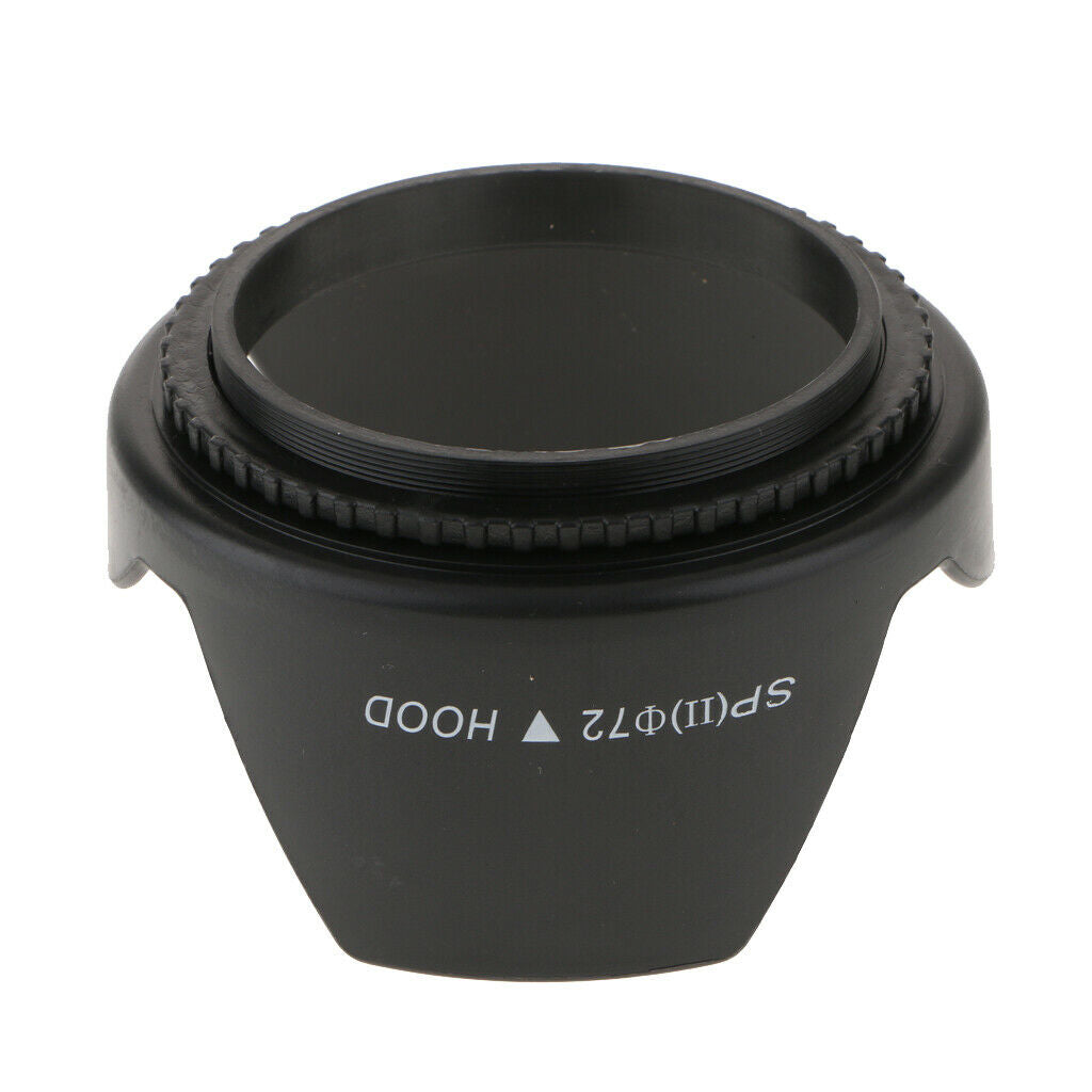 72mm Plastic Standard Crown Petal Flower Shaped Camera Lens Hood Black