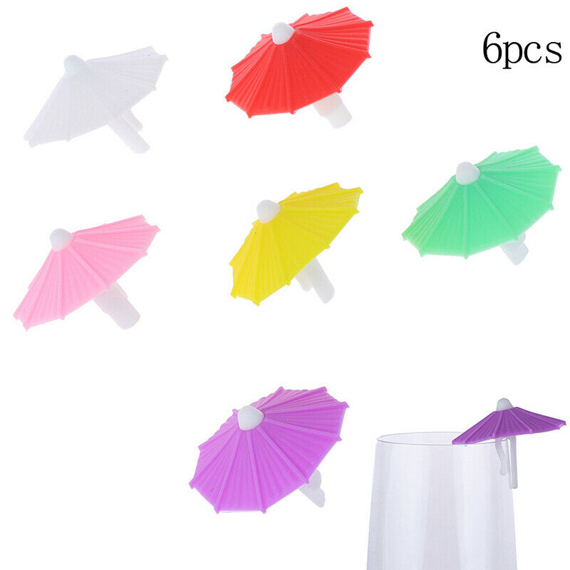 Umbrella Wine Glass Marker Charms 6pcs Drinking Buddy Cup Identification .l8
