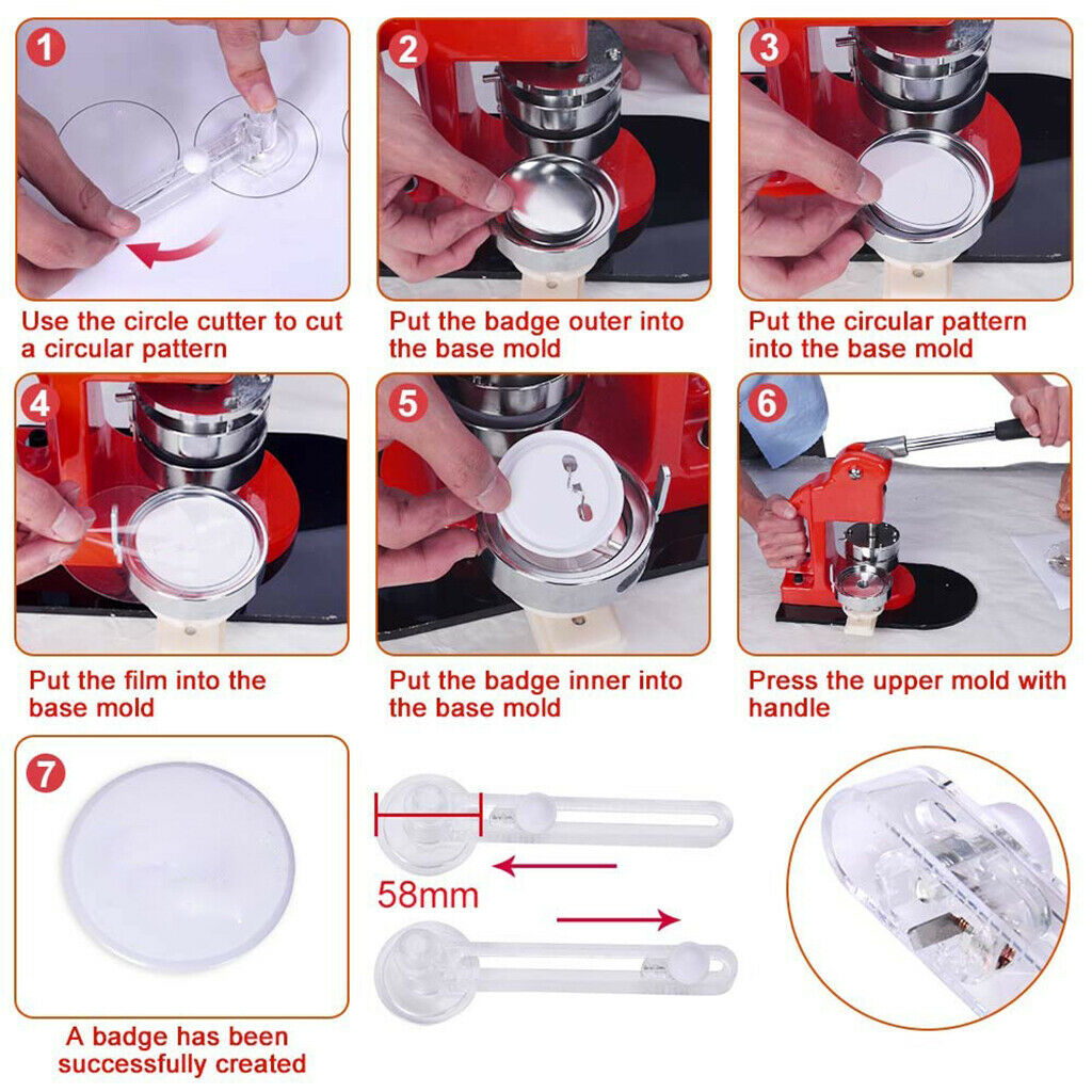 1x Acrylic Circle Cutter for Badge Button Maker 58mm Round