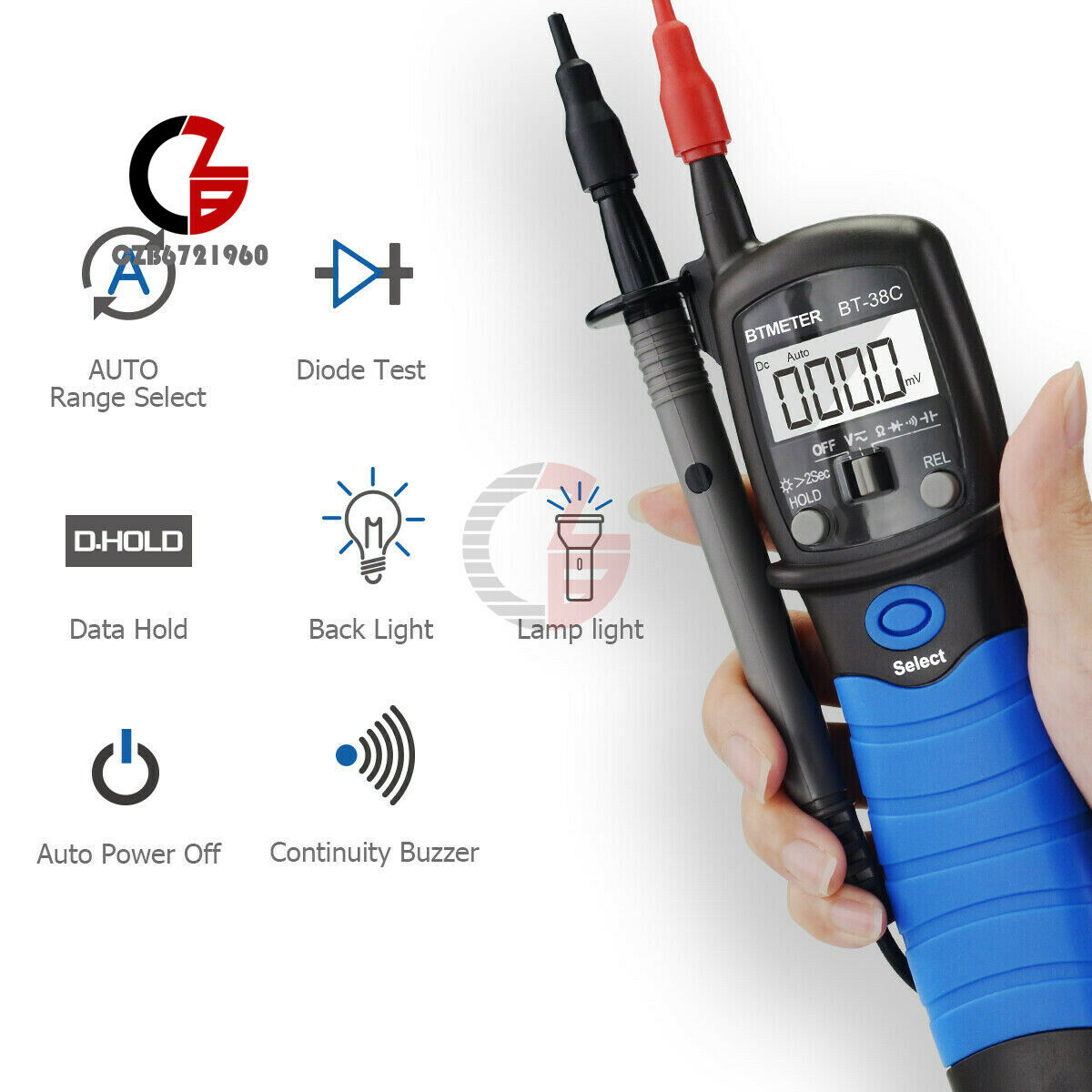 Portale Digital Pen Multimeter Voltage AC-DC Ohm Continuity Tester Capacity Blue