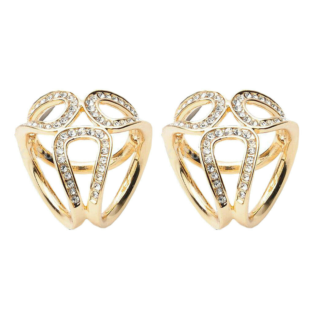 2 Pcs Women's Elegant Hollow Rhinestone 3 Rings Scarf Buckle Scarf Ring Clip