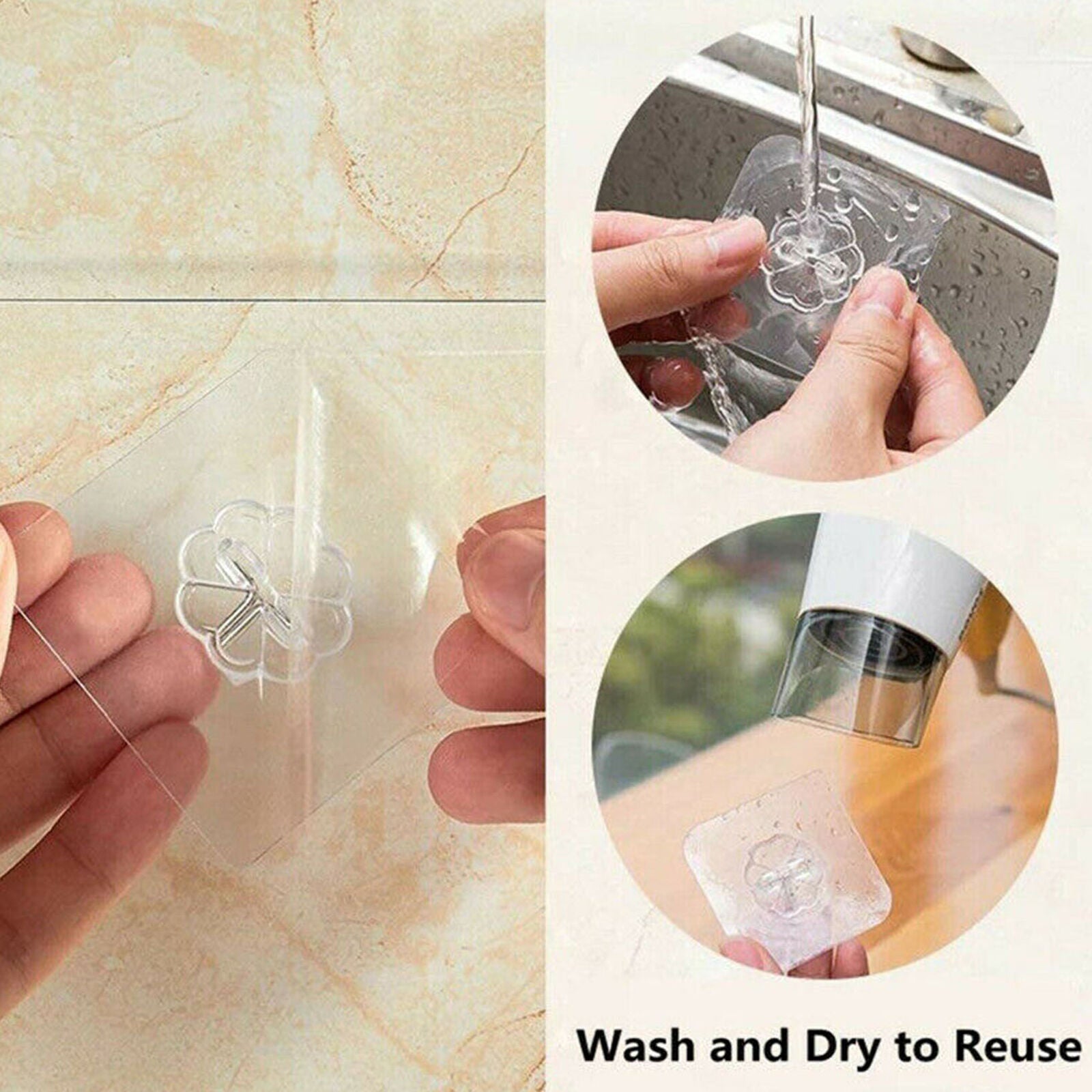 20 x Load Strong Self Adhesive Hook Kitchen Bathroom Stick On Wall Door Hanger