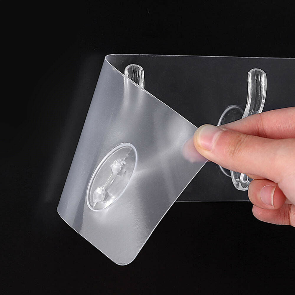 1*Self Adhesive Strong Sticky Hooks Heavy Duty Wall Seamless Transparent HookNEW