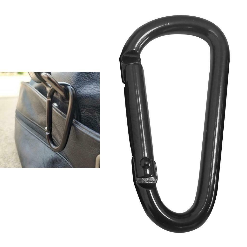 2Pack Black Clip Hook Small Keyring Camping Sports Caribiner Carabiner