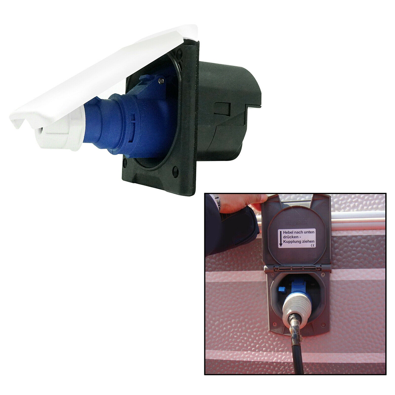 Camper RV External Flush Power Plug & Socket 220V 16A