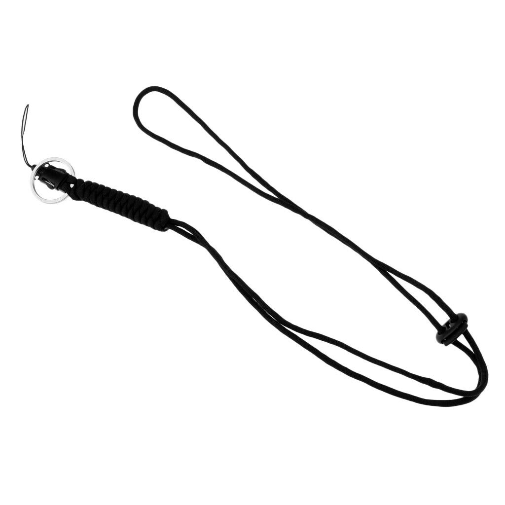 2X Utility Braided Lanyard Survival Paracord Keychain with Split Ring black