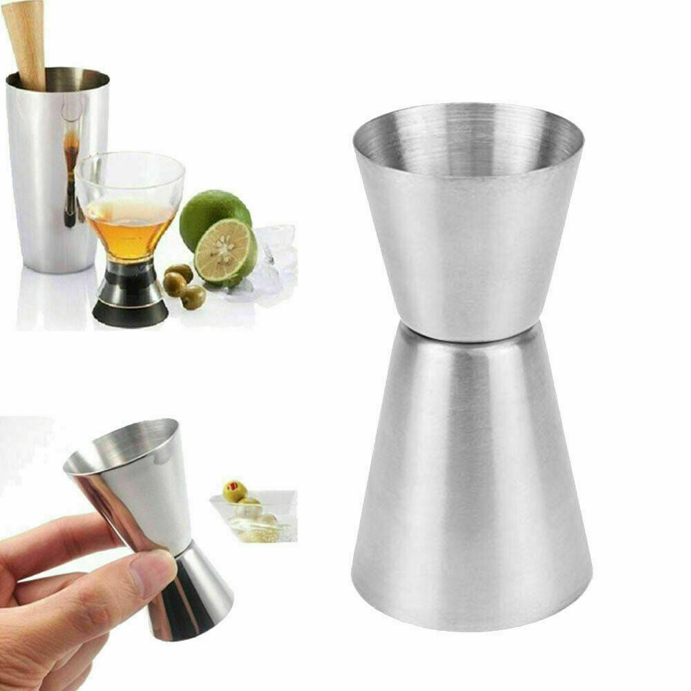 Steel Double Single Shot Measure Jigger Spirit _NEW Bar Cocktail
