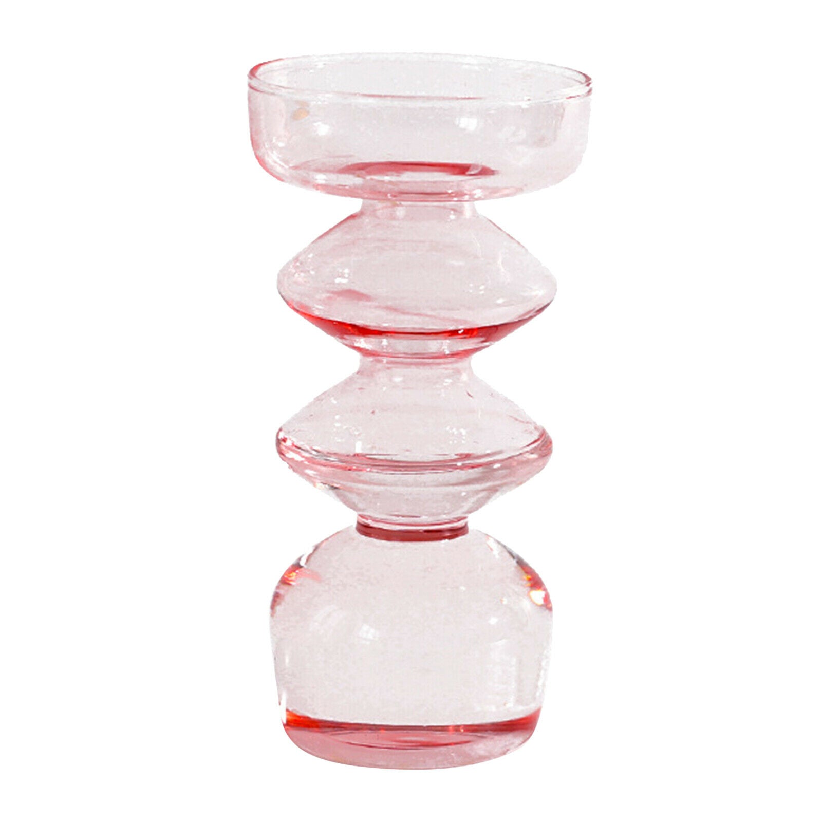 2x Modern Art Clear Glass Vase Tabletop Container Floral Pot Home Decor