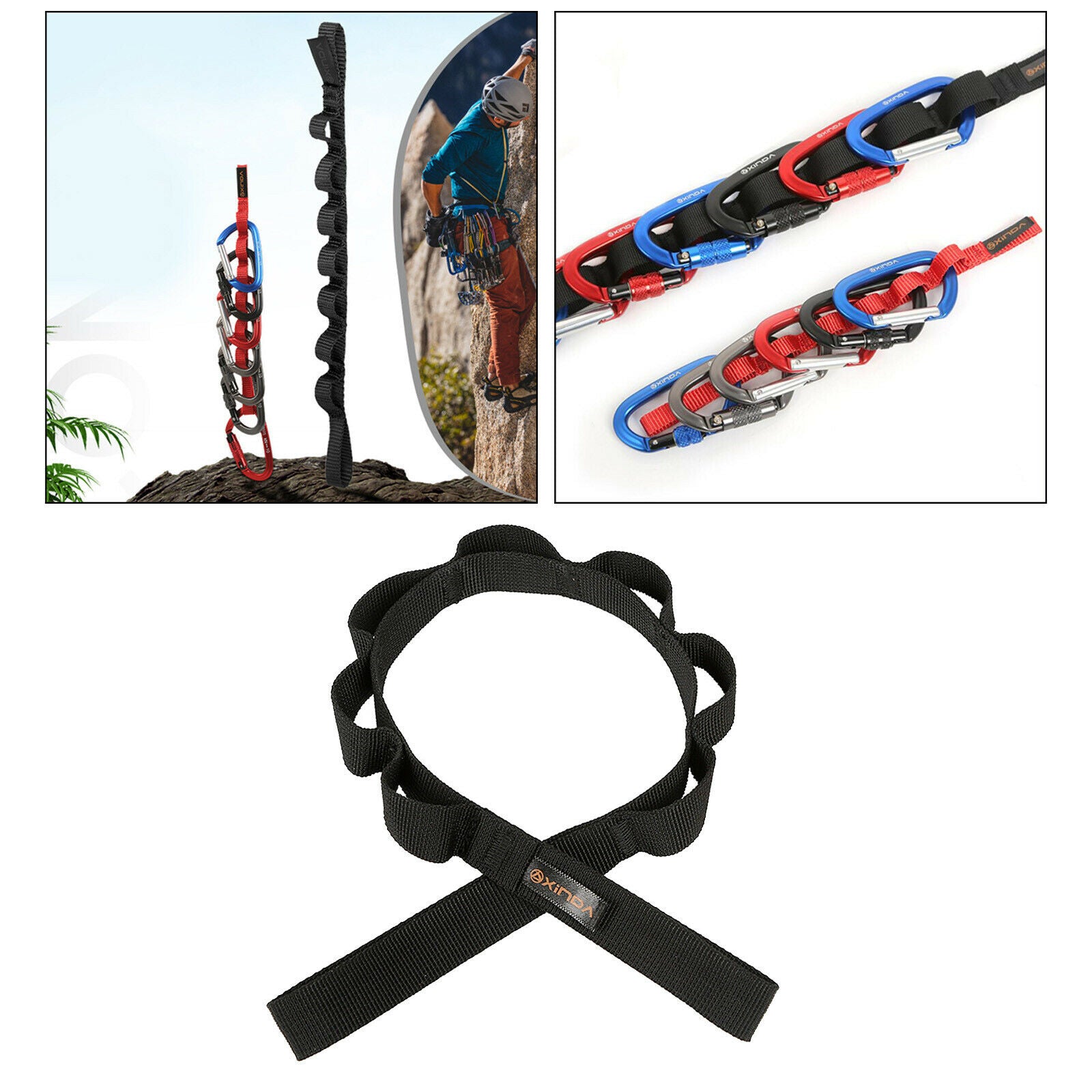 Daisy Rope Straps Climbing Nylon Sling Hammock Cord Outdoor Climbing Black