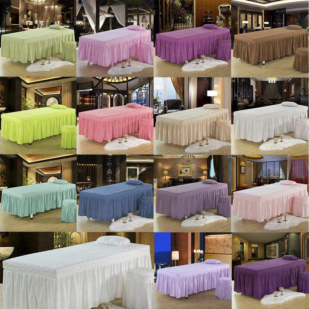 Massage Table Skirt Beauty Bed Cover Valance Sheet - White, as described