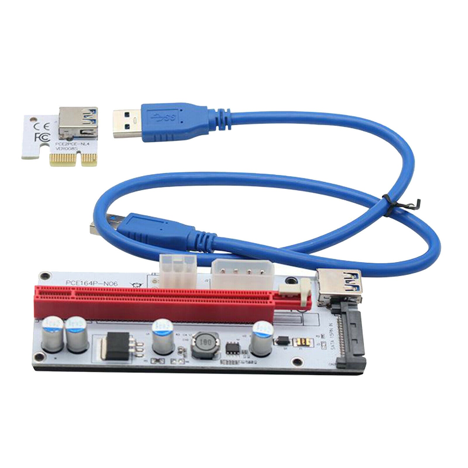 3Pcs PCI-E Riser Card 008s 1x to 16x Riser Powered Adapter Card Extender