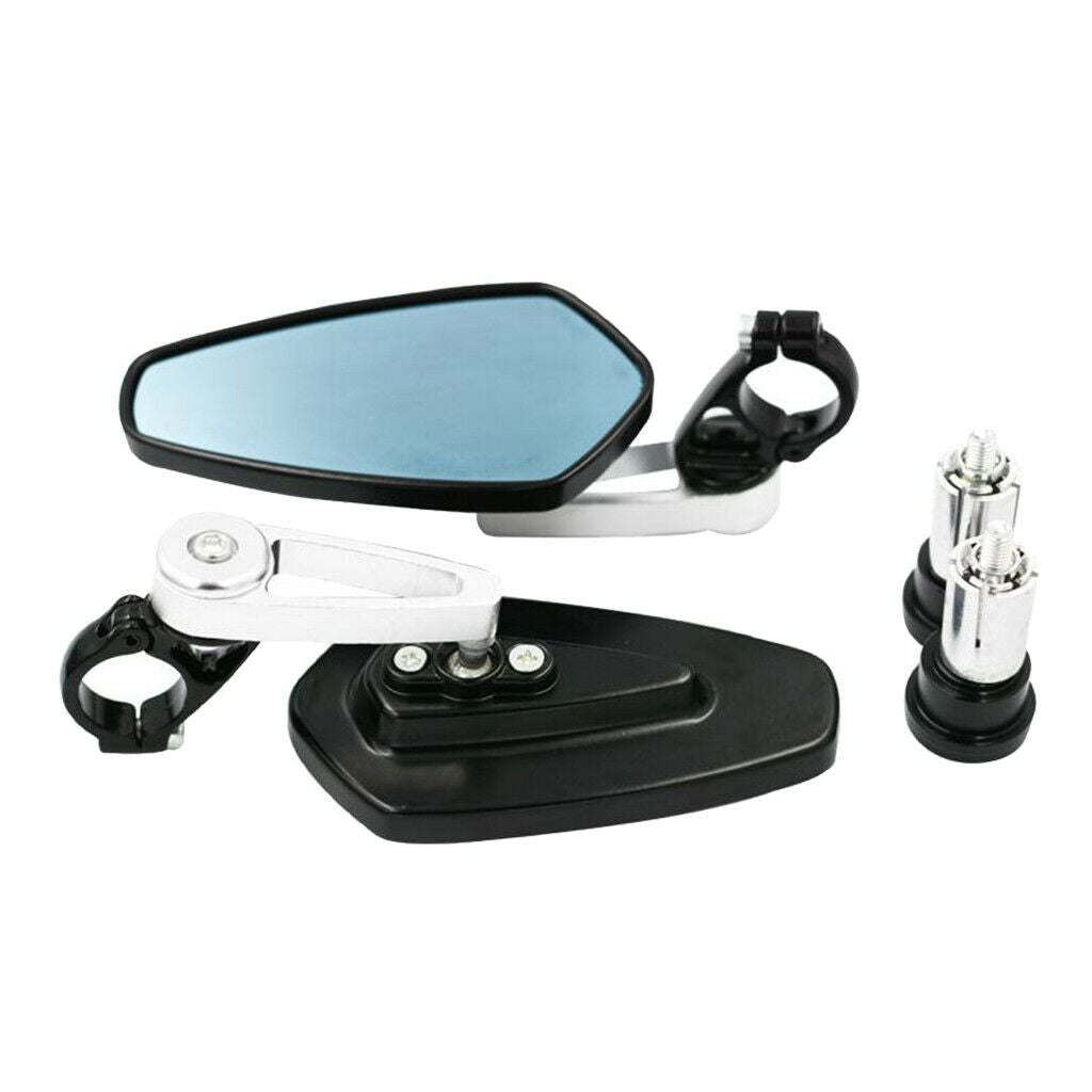Black 1 Pair Motorcycle Rear View Mirrors Handlebar End Side View Mirrors