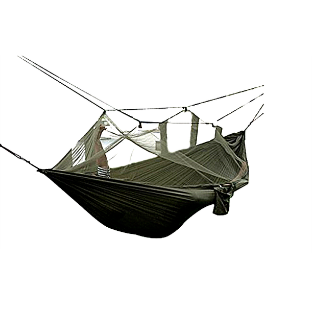 Army Green Portable High Strength Parachute Fabric Hammock Bed With Mosquito Net