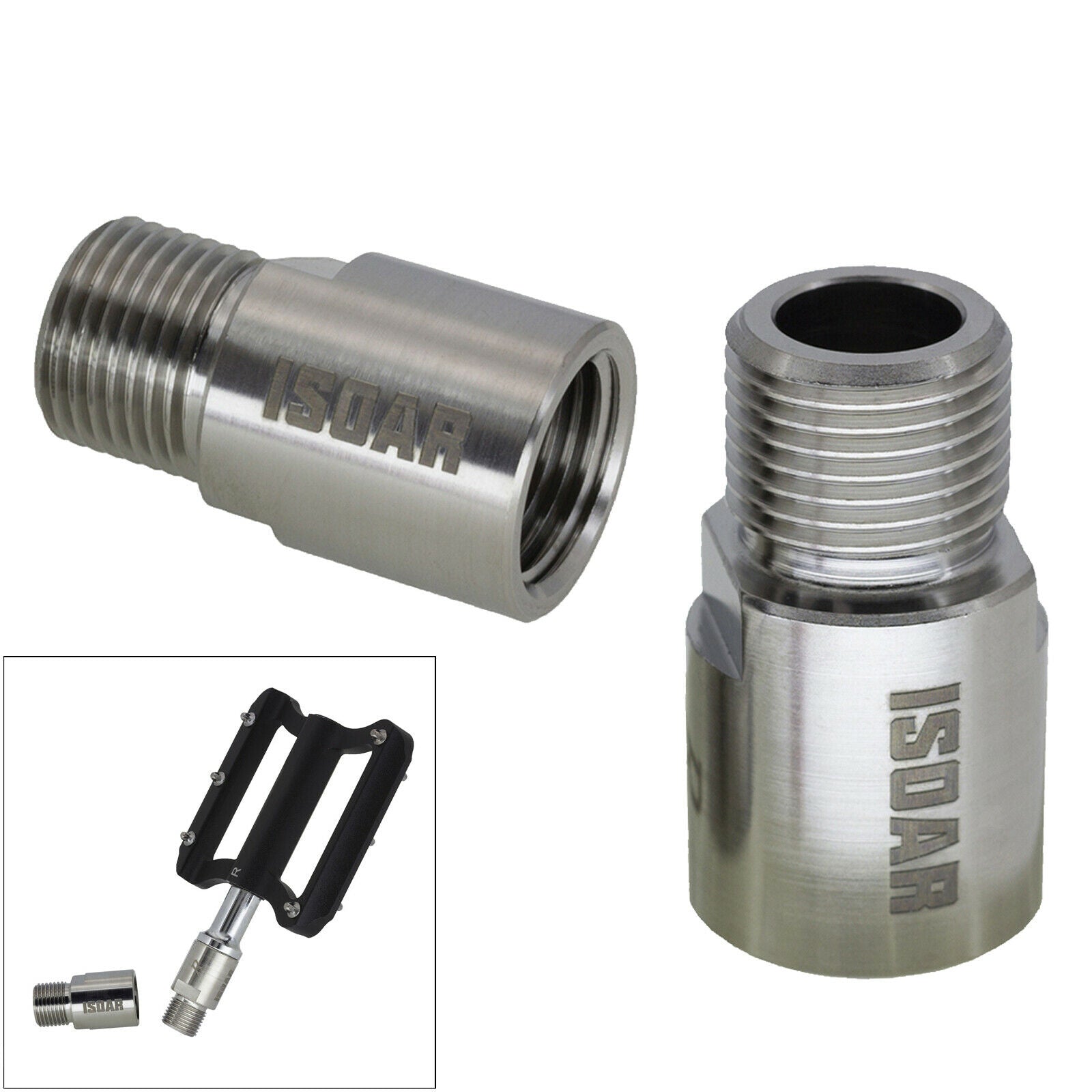 Left Right Bike Pedal Extenders Adapter Kit Fit 9/16'' Crank Bike Part