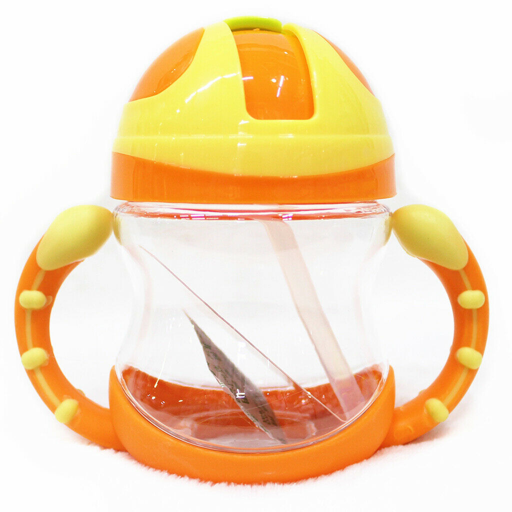 Baby Kids Bottle Straw Cup Sippy Cups with Handle Orange