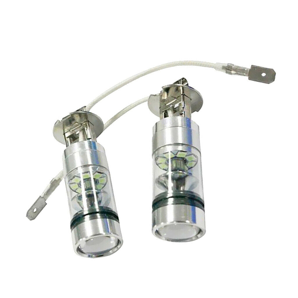 2 Pcs H3 LED DRL Flasher Bulb 100W 8000k 2323 Auto Projector Part