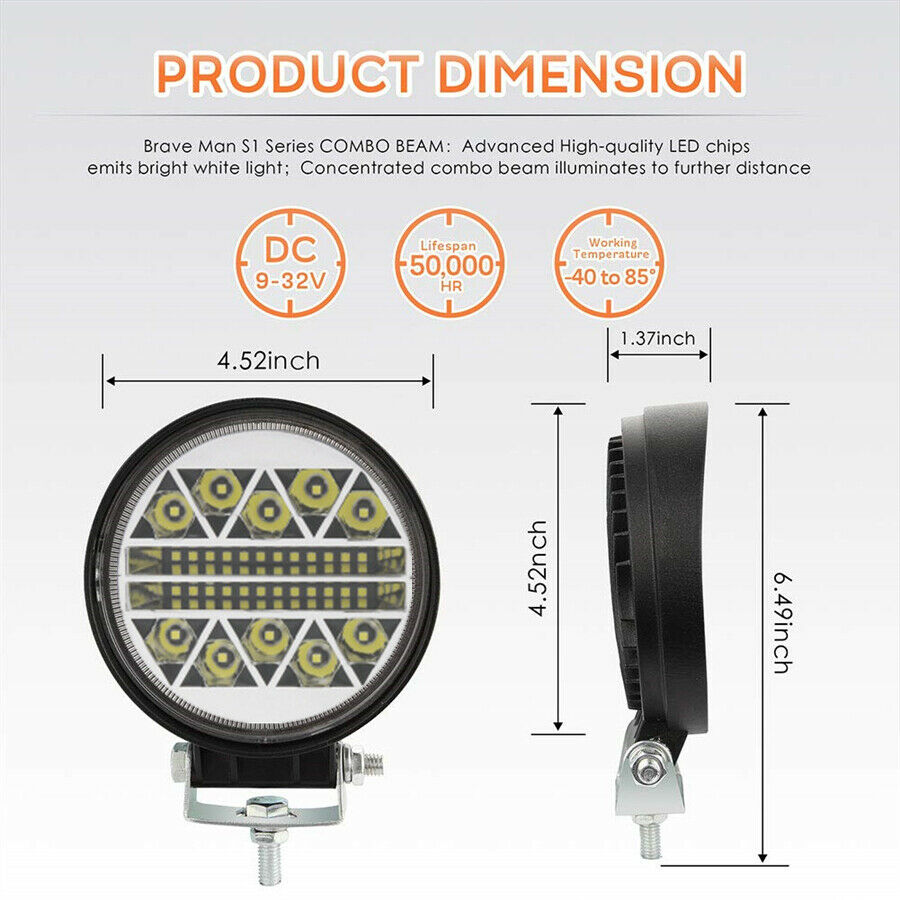 LED Work Light Bar Flood Spot Beam Foglamp Waterproof for ATV SUV Offroad Indoor