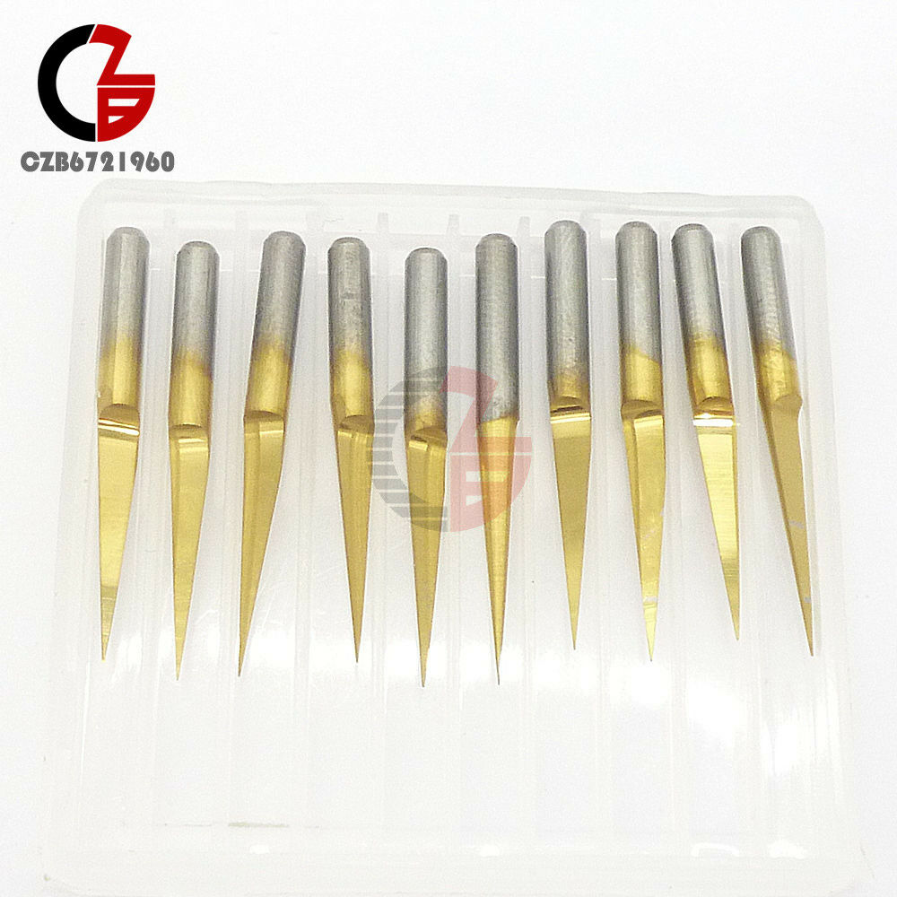 Flat Bottom 3.175mm Engraving Router Tool CNC Carbide PCB Bits 10° 0.1mm V-Shape