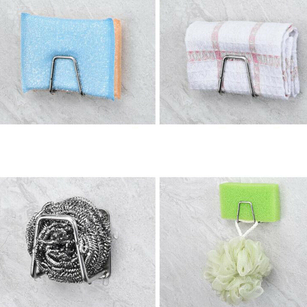 2x Kitchen Sponge Holder Self Adhesive Sink Rack Plastic Dish Cloth Cleaning