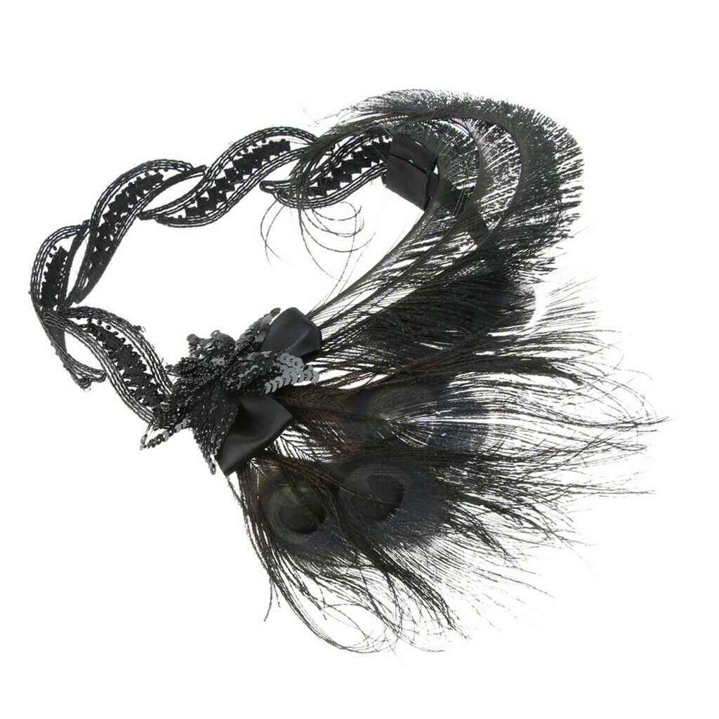 1920's Flapper Headband Great   Headpiece Peacock Feather Headwear