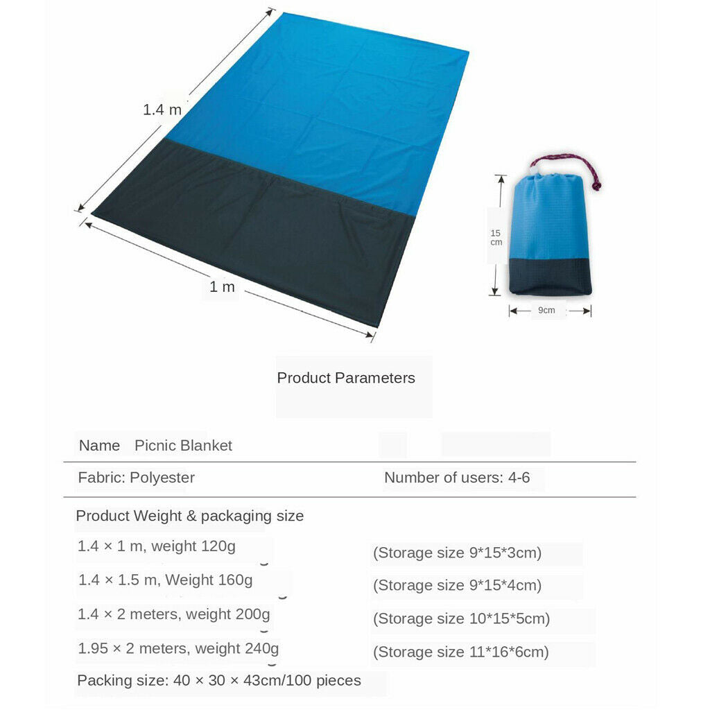 Picnic Camping Mat Waterproof Beach Folding Mattress 2x2m Yellow