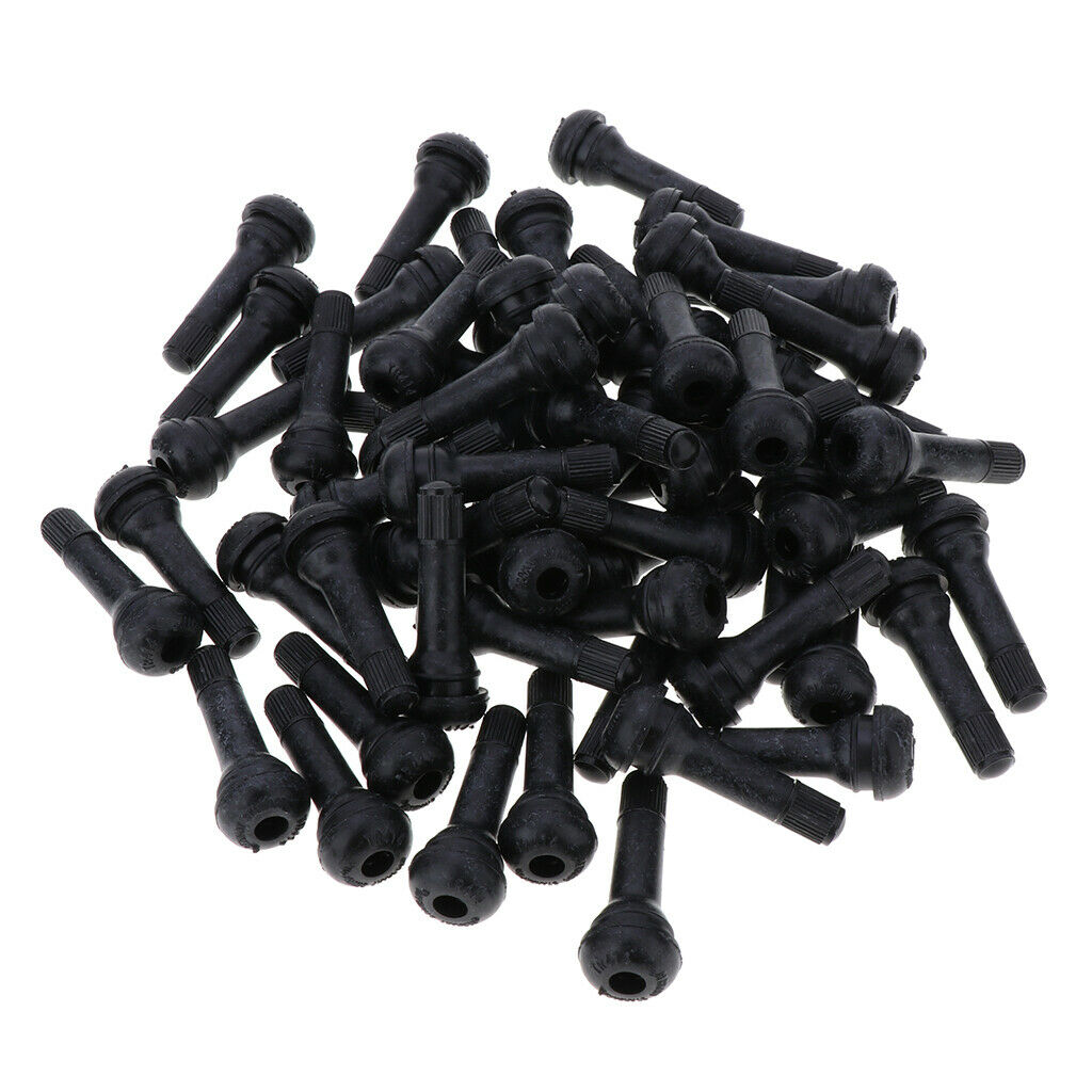 100pcs Snap-In Black Rubber Valve Stems TR414 for Tubeless 0.453inch 11.5mm Rim