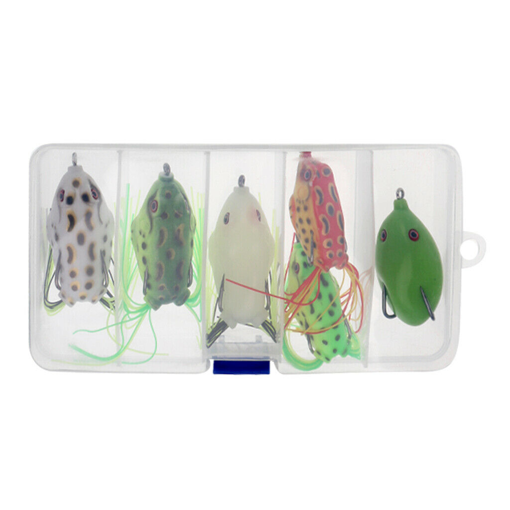 6 Pcs Soft Frog Lure Bass Fishing Hooks Bait Tackle Topwater Fishing Tool
