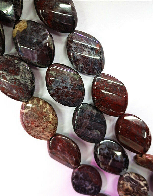 1 Strand 30x24x9mm Brown Red Bloodstone Facet Marquise Loose Beads 15.5" HH8501
