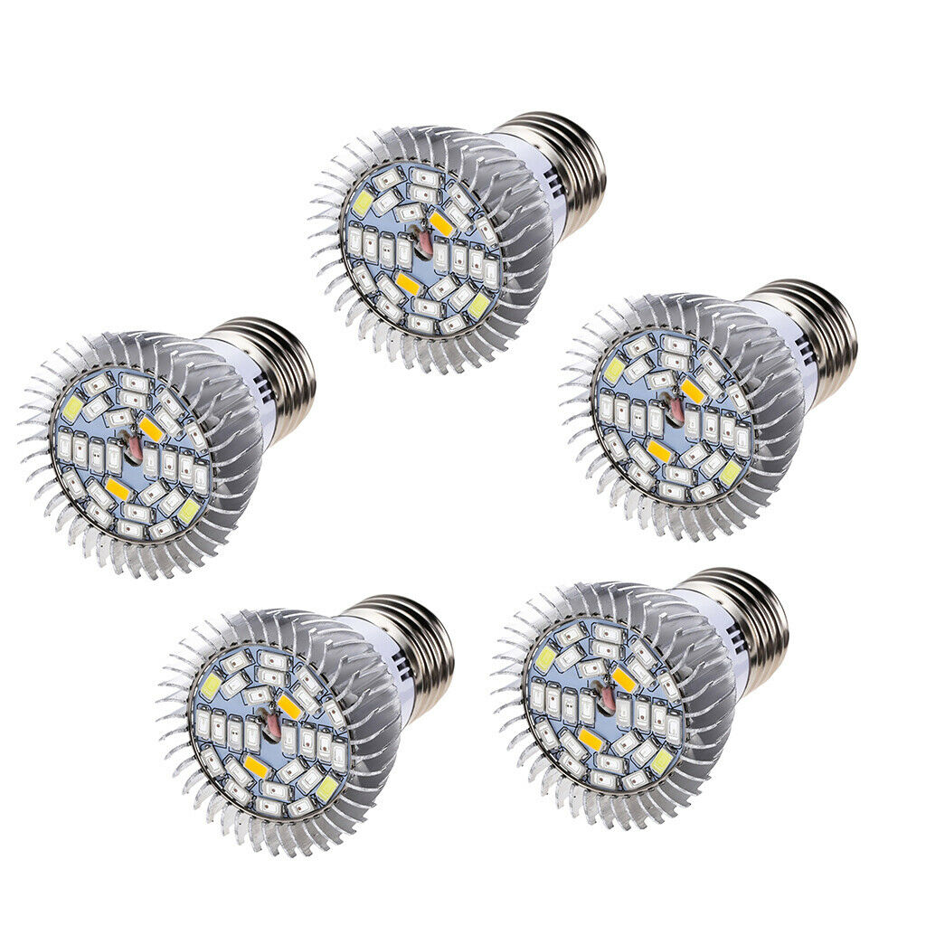 5x 10W Grow Light Bulb for Growing Plants, Vegetables, and Flowers - 28 LEDs