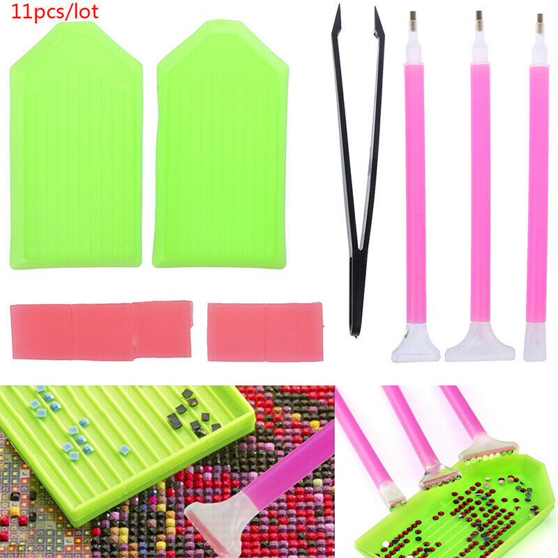 11Pcs/lot DIY Diamond Painting 5D Cross Stitch Embroidery Pen Tools Set TweezeDD