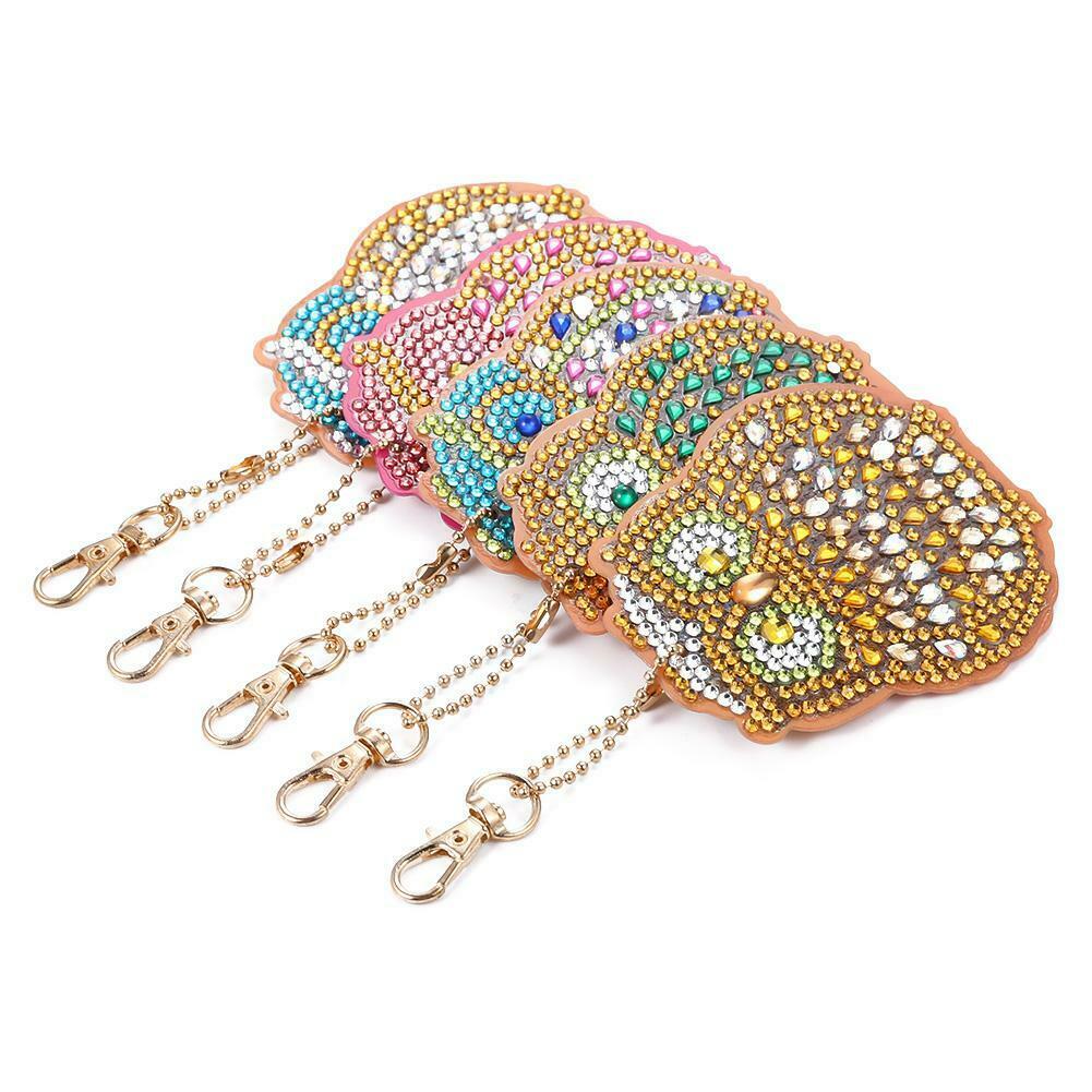 5pcs DIY Full Drill Special Shaped Diamond Painting Bird Key Ring Pendant @